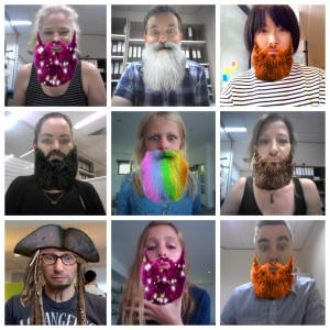A grid of people with fake digital beards