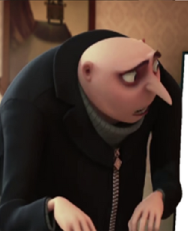 Meme of Gru looking aghast at a whiteboard